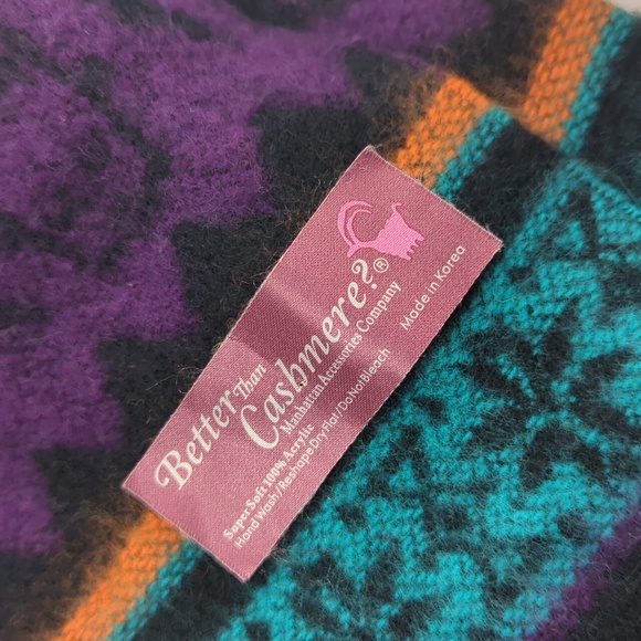 BETTER THAN CASHMERE Purple Teal Gothic Skull Scarf - Picture 2 of 3